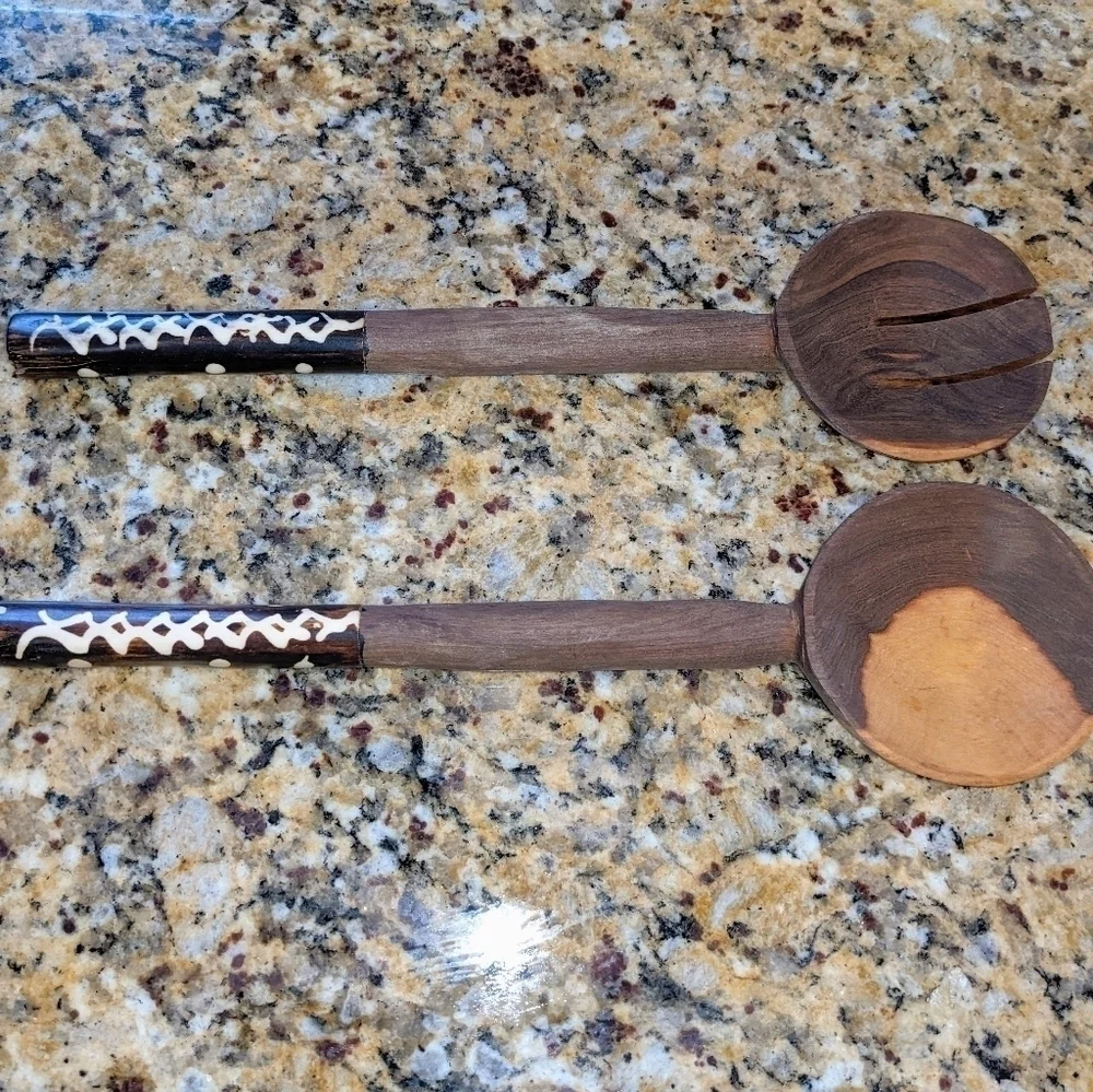 African Teak Salad Serving Spoons from Kenya